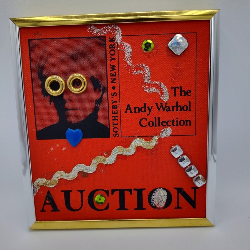 Hedy Klineman 1989 Mixed Media Warhol Sotheby’s Auction Signed Framed - Picture 1 of 2